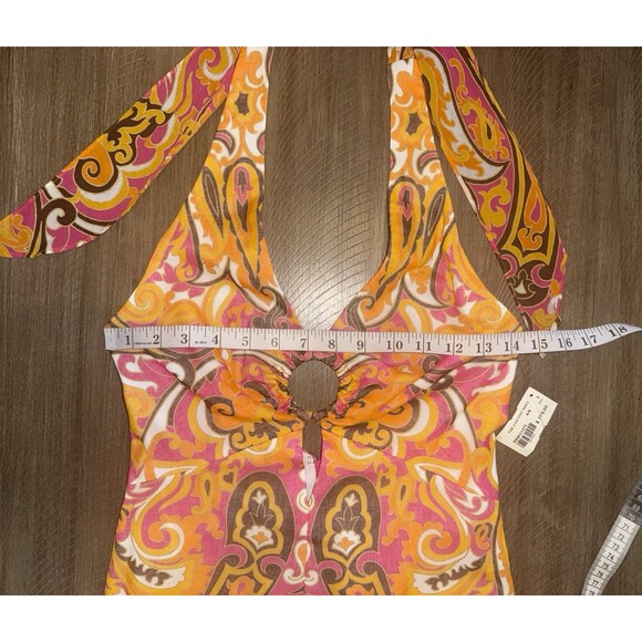 NWT An Original Milly Of New York Orange Pink Paisley Halter Dress Size 2 $375 - Picture 11 of 16
